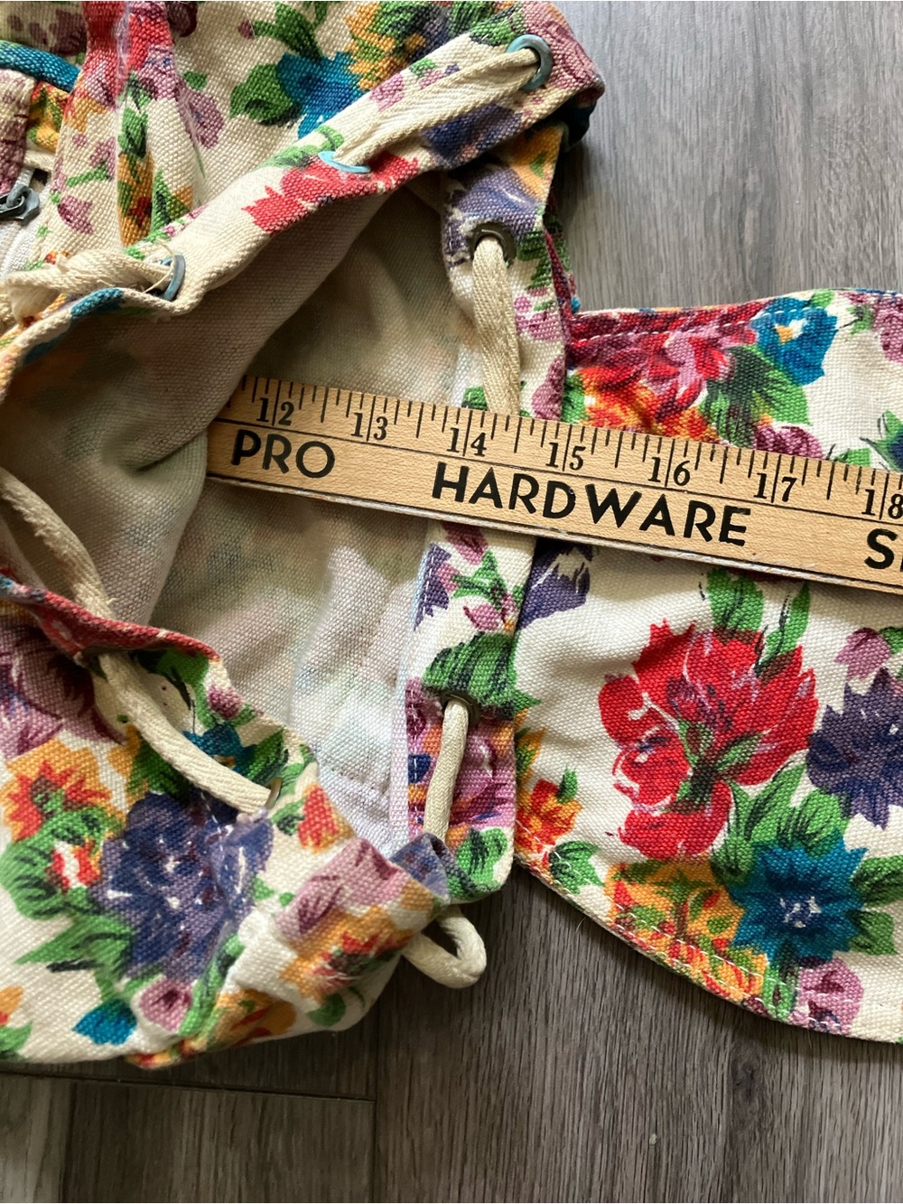 Vintage Floral Print Canvas Backpack Drawstring Travel Rucksack Bag - Picture 13 of 13